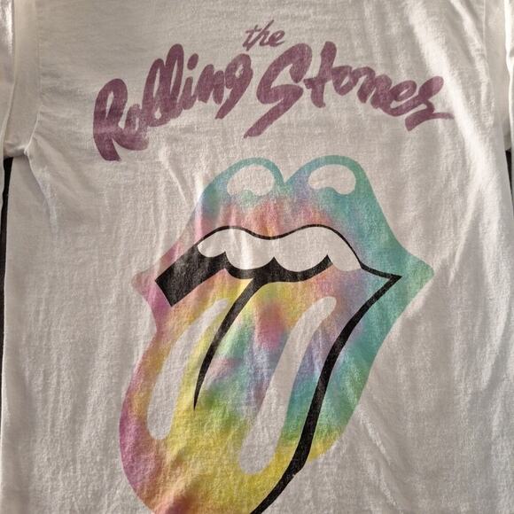 The Rolling Stones Crewneck Long Sleeve Women’s Size XSmall Rainbow Print White - Picture 2 of 6